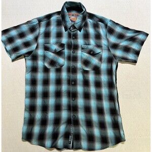 Dixxon Caicos Flannel Blue Black Pattern Size Medium Limited Edition
